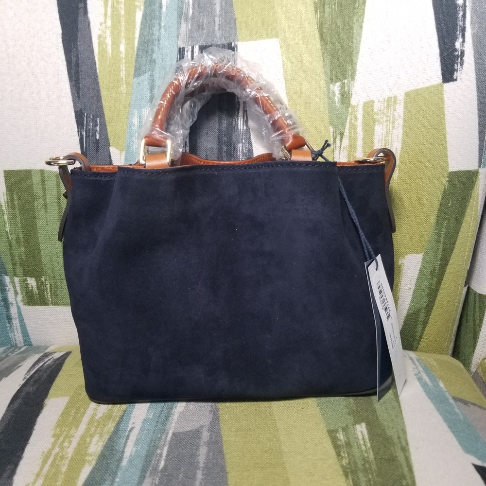 Dooney & Bourke Suede Mini Barlow Satchel In Navy Chic Purse - Picture 9 of 12